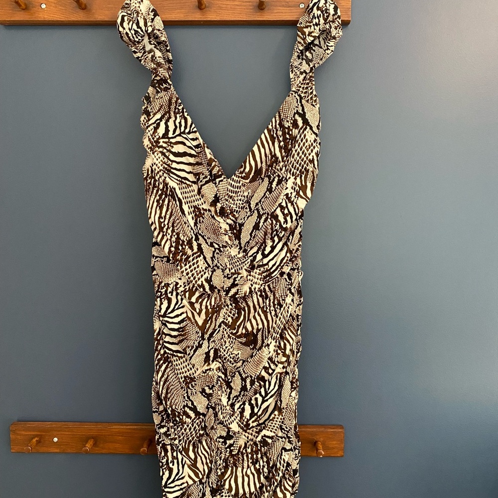 Wilfred Black and Brown Animal Print Mini Dress size 4